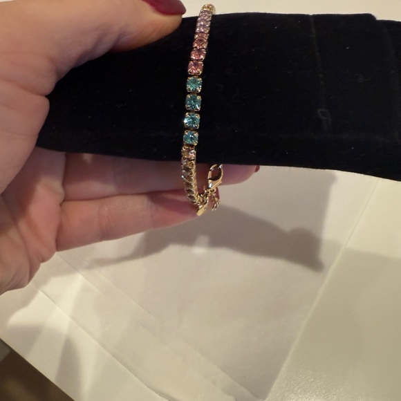 J. Crew Gold Bracelet with Multicolor Accents, rainbow crystal stones! Gorgeous - Picture 10 of 14